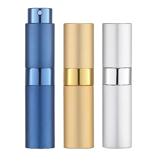 Image of Toureal Travel Perfume Atomiser Refillable - Mini Aftershave Spray Bottle - Small Glass Fragrance Atomizer for Women - Portable Empty Cologne Refill Pump Dispenser for Men Silver 3Pcs