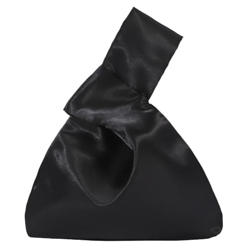Image of CRASPIRE Wrist Bag Knot Wristlets Women Satin Bags Sleeve Knots Pouch Black Clutch Evening Handbag Mini Purse Small Tote Phone Wallet Elegant Portable Travel Storage for Wedding Party