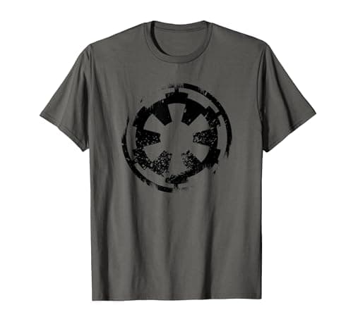 Image of Star Wars Distressed Empire Logo Black T-Shirt, Men, Asphalt Grey, X-Large