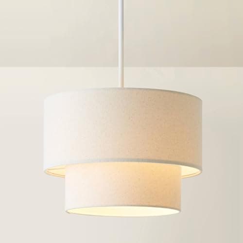 Image of ValueLights | Jodie Two Tier Natural Linen Ceiling Drum Lamp Shade | Ceiling Lights, Home Décor & Improvement Essential