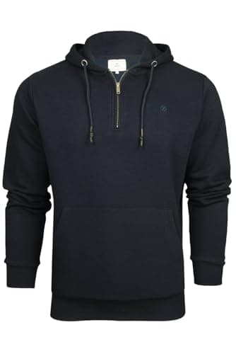Image of Xact Men's Hooded Sweatshirt – 1/4 Zip Overhead, Soft Midweight Fleece-back, Cotton Blend, Regular Fit, Gym & Casual Wear (Sky Captain Navy) L
