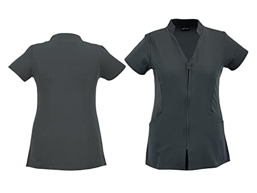 Image of Swift Wear Professional Women's Beauty Zip Spa Tunic Hairdressing Massage Therapist Health Work Nail Uniform (Grey, 8)