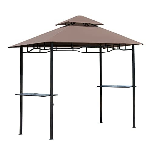 Image of Outsunny 2.5M (8ft) New Double-Tier BBQ Gazebo Grill Canopy Barbecue Tent Shelter Patio Deck Cover - Coffee