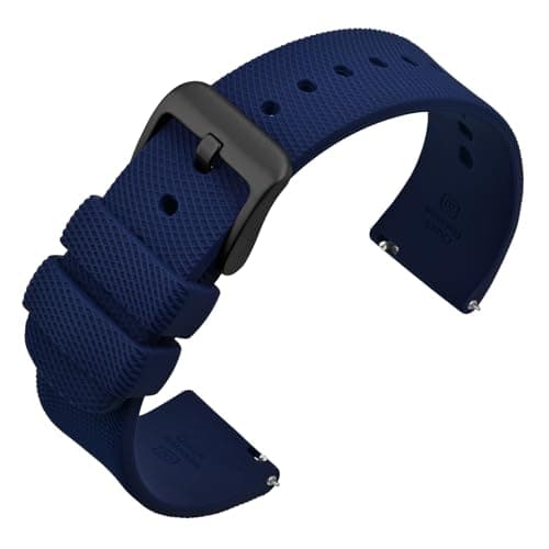 Image of ANNEFIT Silicone Watch Strap for Men Women, Soft Rubber Watch Bands with Quick Release, Band Width 20mm with Black Buckle (Navy Blue)