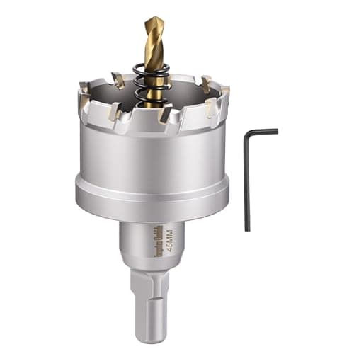 Image of CoCud 1-3/4" (45mm) Hole Saw, Tungsten Carbide TCT Hole Cutters with Drill Bit - for Thick Hard Metal, Stainless Steel, Copper, Aluminum