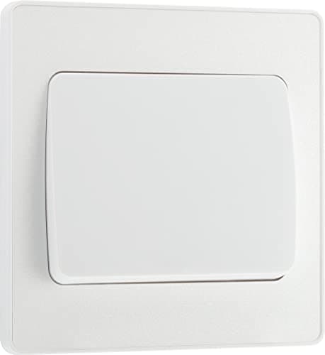 Image of BG Electrical Single Wall Light Switch, Wide Rocker, 2 Way, Screwless Front Plate, Round Edges, Evolve, Pearlescent White, 20A, 16AX, PCDCL12WW