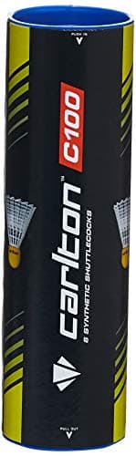 Image of Carlton Badminton Shuttle Club C100 Yellow, Medium Speed (77 Grains), for Juniors and Beginners (1 x 6 Tube)