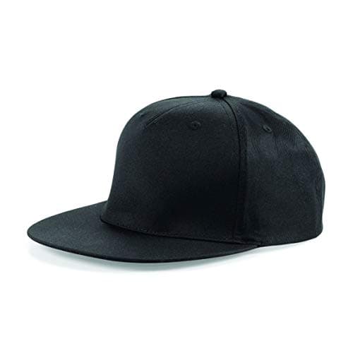 Image of MKR Snapback Flat Peak Cap Baseball Hat 5 Panel 100% Cotton - Black