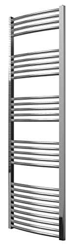 Image of Greened House Chrome Curved Heated Towel Rail 600mm wide x 1800mm high Central Heating Towel Radiator