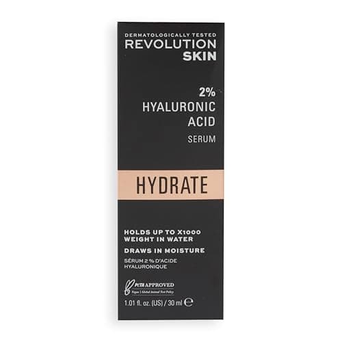 Image of Revolution Beauty London Skincare Hyaluronic Acid Serum, Plumps, Softens and Hydrates Skin, 2% Solution, Lightweight Face Fragrance Free, 30 ml