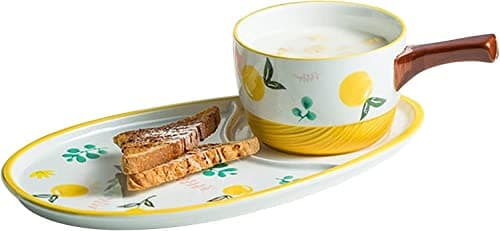 Image of Giant Breakfast Mugs,Salad Bowl,Ceramic Soup Cup,Unique Mug Container Coffee Tea Bowls, Cream & Saucers,Plates and Set for 1 Person, with Cracker Holder.-red (Color : Red)(Unique Colour)