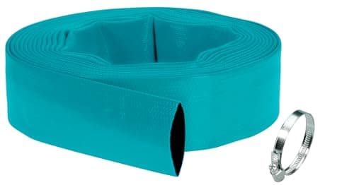 Image of Gardena Lay Flat Hose Kit 38 mm (1 ½ inches): Flexible Water Hose, Hose kit for Submersible Pumps, with Hose Clip, 5 bar Pressure Resistance, 10 m (5005-20)