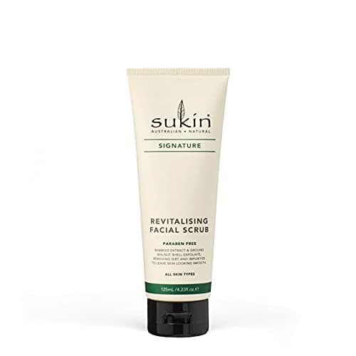 Image of Sukin Signature Revitalising Facial Scrub 200ml -with Bamboo, Walnut Shells & Aloe Vera; cruelty free & vegan friendly - uses gentle granules to lightly exfoliate the skin, removing dirt & impurities.