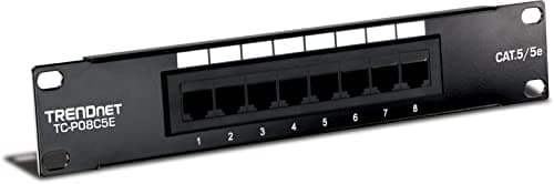 Image of TRENDnet 8-Port Cat5/5e Unshielded Wallmount or Rackmount Patch Panel, 10 Inch Wide, 8 x Gigabit RJ-45 Ethernet Ports, TC-P08C5E