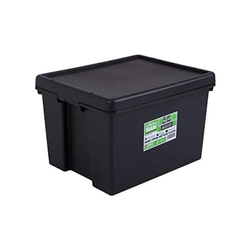 Image of Wham Bam 100% Recycled Super Strong Impact Resistant Black Re-Usable Storage Boxes With Lids 45 Litre 50 x 39.5 x 32cm (1 Box)