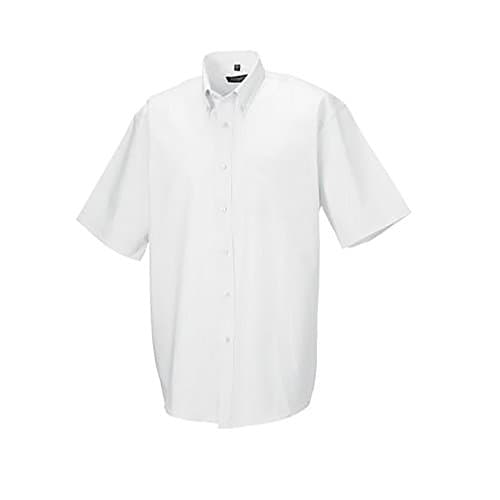 Image of Russell Collection Men’s Short Sleeve Easy Care Oxford Shirt (White, 17 inch)
