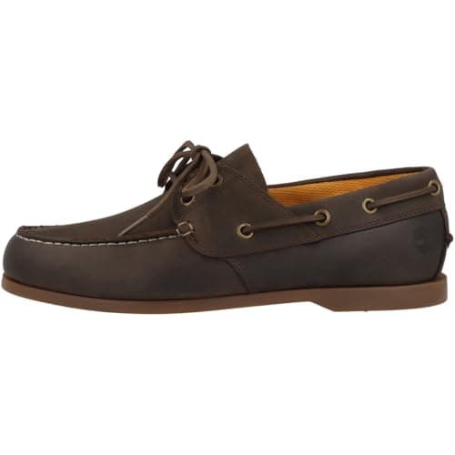 Image of Timberland Men's Cedar Bay 2 Eye Boat Shoes, Dk Brown Full Grain, 8 UK