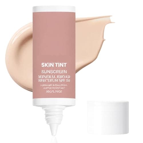 Image of Tinted SPF 50 Mineral Face Sunscreen, Lightweight Dewy Skin Tint, Water-Resistant Broad Spectrum Sun Care for Daily Face Routine, 50g