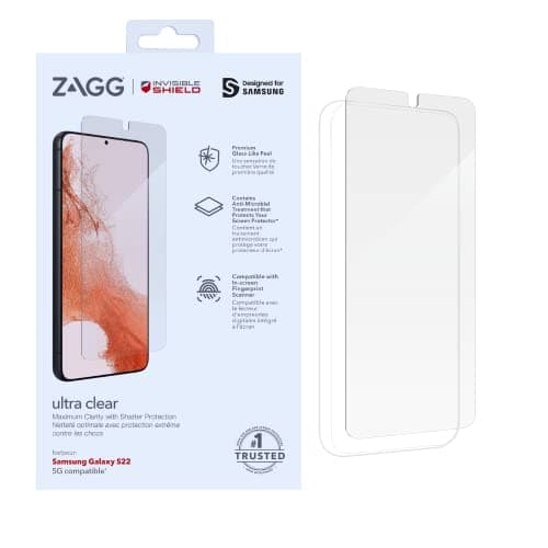 Image of ZAGG InvisibleShield Clear+ Screen Protector for Samsung Galaxy S22 6.1"- Impact Protection, Touch Sensitive, Easy Application, Full Coverage