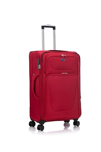 Image of Aerostar Large 29” Lightweight Softshell Expandable Suitcase, Integrated Combination Lock, 4 Wheels Check in Luggage for 23kg (Chestnut Red, 112 litres)