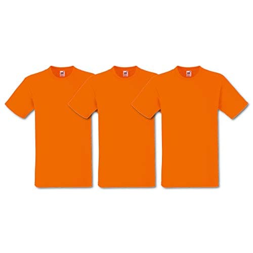 Image of Fruit of the Loom Men's Heavy T-Shirt Pack of 3, Orange, Large
