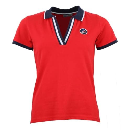 Image of Peak Mountain ASFALTE Women's Short Sleeve Polo, Red, M