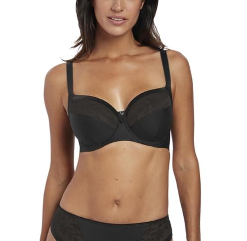 Image of Fantasie Women's Illusion Underwire Side Support Full Coverage Bra, Black, 36 FF UK