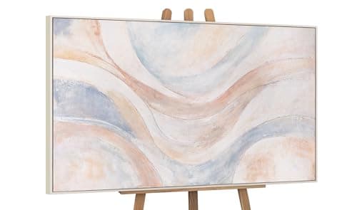 Image of YS-Art Abstract Wall Art – Hand Painted Pastel Canvas Painting with Soft Tones Modern Framed Acrylic Artwork for Living Room Bedroom Wall Art 48x32 inches