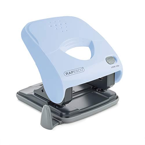 Image of Rapesco 1528 X5-40ps Less Effort 2 Hole Punch, 40 Sheet Capacity, Powder Blue