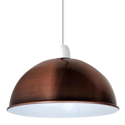 Image of Metal Lamp Shades Living Room Ceiling Pendant Light Shade 30cm Easy Fit Dome Shape Lampshades Only for Industrial Ceiling Light Fitting Bedroom, Kitchen(Free Reducer Plate)