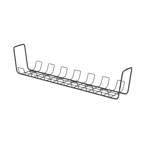 Image of StarTech Under Desk Cable Management Tray, 24" Long, Metal Basket Style Cable Organizer, Screw-On Installation, Power Bar Holder, Metal, Black, TAA