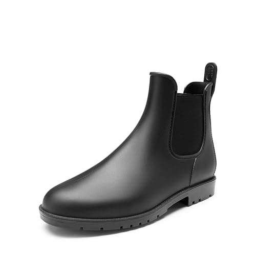 Image of DREAM PAIRS Wellington Boots Men Ankle Wellies Short Chelsea Booties Waterproof Rain Boots Easier On and Off,Size 9,BLACK,SDRB2401M-E
