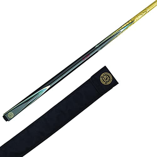 Image of BCE 2-Piece North American Ash Snooker Cue & English Pool Cue (JWS.250AM) - 145cm Length - 9 5mm tip with Classic Case, Black Butt/Natural Wood Shaft