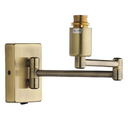 Image of Britalia Antique Brass Traditional Retro Switched Double Swing Arm Wall Reading Light Bracket | Discreet On Off Rocker Switch Operated | 1 x BC Lamp Bulb Required | Bedside - Living Room