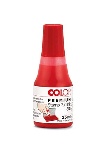 Image of COLOP 801 Red Stamp Pad Ink. Best Refill Ink for Foam and Felt Rubber Stamp Pads. Water-Based and Non-Toxic.