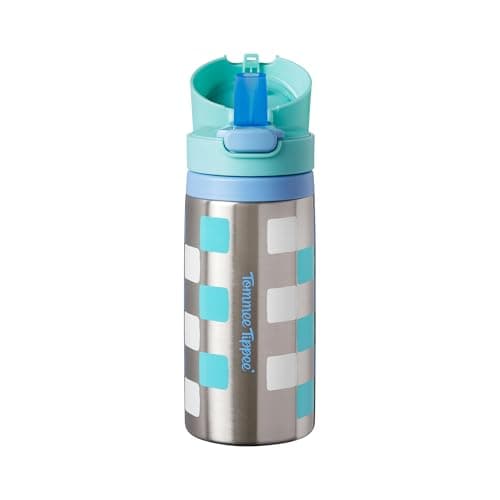 Image of Tommee Tippee On The Go Stainless Steel Insulated Bottle Flask with Silicone Straw for Toddlers 355ml, 18m+, Blue