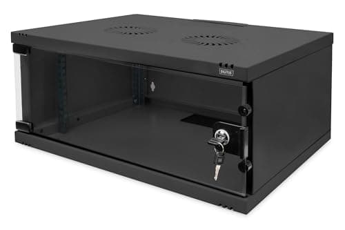 Image of DIGITUS network cabinet - 19-inch rack 4 U - Unassembled - Wall mounting - 400 mm depth - Load capacity 60 kg - Glass door - SOHO series - Black