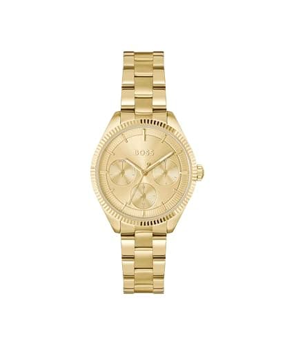 Image of BOSS Analogue Multifunction Quartz Watch for Women SAGE Sport Collection with Light Yellow Gold Stainless Steel Bracelet - 1502803
