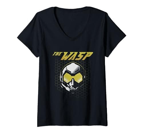 Image of AntMan and The Wasp Hope Mask Hexagon V-Neck T-Shirt