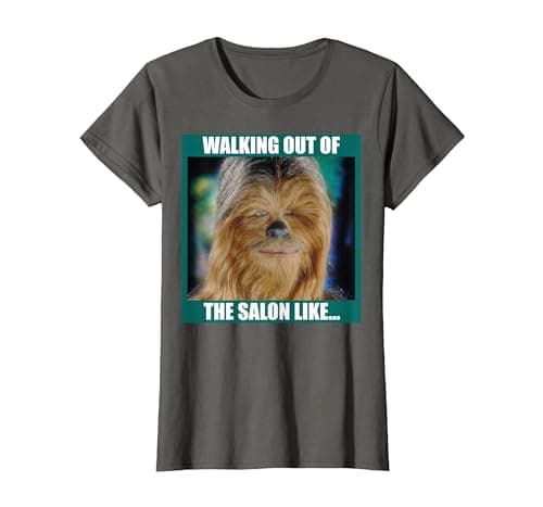 Image of Star Wars Chewbacca Walking Out of The Salon Like T-Shirt, Women, Asphalt Grey, 3X-Large