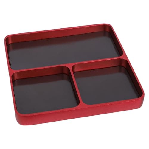 Image of BOXOB Magnet Tool Tray, 3.94x3.94 Inch 3 Compartments Magnetic Parts Tray Screws and Bolts Organizer for Storing Sockets Screws Small Parts Garage Home Outdoor