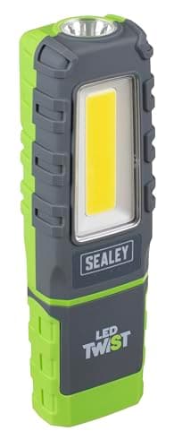 Image of Sealey LED Twist Rechargeable Inspection Light, 5W COB & 1W SMD, 600lm, with 180° Magnetic Stand - LED601G, Grey/Green