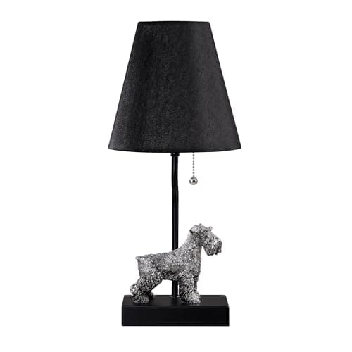 Image of ZR98US 17-inch Sculpture Table Lamp with Charging Port and Fabric Lampshade Bedroom, Bedside, Office Suitable for Living Room, Dormitory, Office,(Devon Dog)