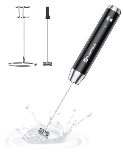Image of Maestri House Rechargeable Milk Frother with Stand, Handheld Electric Foam Maker Waterproof Detachable Stainless Steel Whisk Drink Mixer Foamer for Lattes, Cappuccino, LunaFro