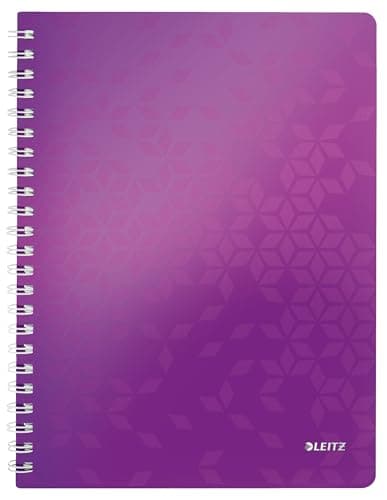 Image of Leitz A4 Flexible Cover Notebook, Purple (Wire Bound, 80 Sheets, Ruled, 90 gsm Ivory Paper, Wow Range), Pack of 1