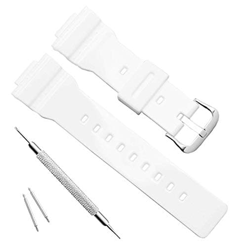 Image of Waterproof Natural Resin Replacement Watch Band for Casio Women's BA-111 BA-110 BA-112 BA-120 BA-125 Baby-G Analog-Digital (White)