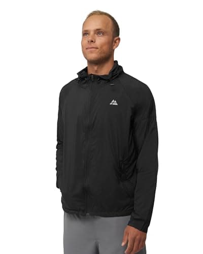 Image of DANISH ENDURANCE Windbreaker Jacket, Packaway Running Jacket Mens, Lightweight Windcheater Jackets for Men, with Hood, Black, S