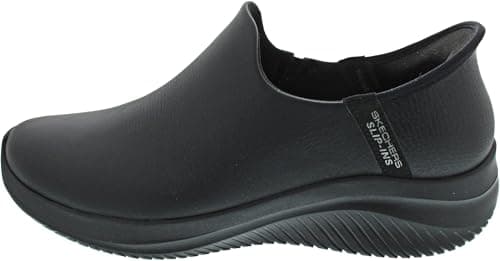 Image of Skechers Women's Ultra Flex 3.0 All Smooth Slip-On Sneakers, Black Leather/Mesh/Gunmetal Trim, 5.5 UK