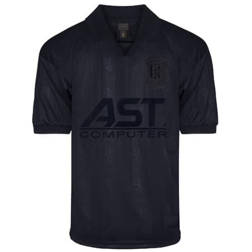 Image of Score Draw Aston Villa 1996 Out Retro Football Shirt Black X-Large Polyester
