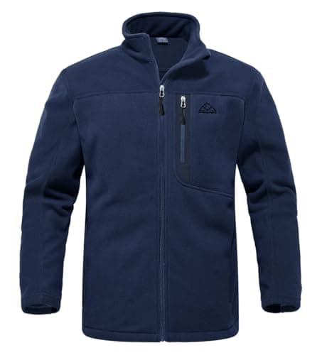 Image of YSENTO Mens Full Zip Micro Fleece Jacket Warm Winter Outdoor Hiking Walking Stand Collar Jacket(Full Navy,L)
